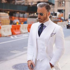 Costumes pour hommes à revers large, Tuxedos de mariage, veste Blazer blanc pour meilleur homme, 3 pièces, Smart décontracté, Business, 2022
