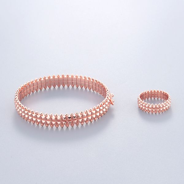 large engrenage en or rose 925 bracelets jonc plaqué argent pour femme ensemble anneau hommes tennis de luxe Mode unisexe bijoux créateur bijoux cadeaux de fête Accessoires Mariage