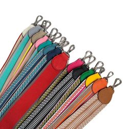 Brede schouderband kleur geweven canvas schouderband allmatch lederen diagonale tas riem accessoires zilvergouden gesp 2205057890939