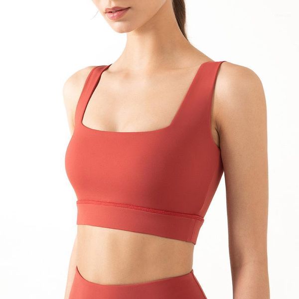 Large bandoulière col carré sport soutien-gorge femmes course Fitness antichoc rassemblement respirant Yoga gilet tenue