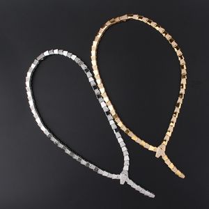 Gargantilla de oro plateado ancho Colgantes collares largos para mujeres conjunto de moda serpiente Joyas de diseñador de lujo Fiesta Madre Navidad Regalos de boda Señoras niñas amantes del banquete