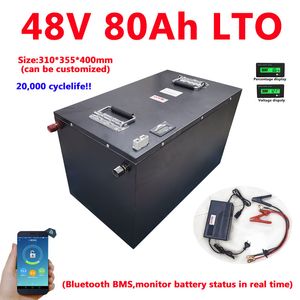 Batterie au Lithium Titanate LTO 48V, 80ah, large température, 2.4v, LTO, bluetooth, BMS, pour chariot élévateur, Tricycle, système solaire + chargeur 10a