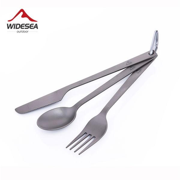 Widesea Cuchara Tenedor Cuchillo Set 50G Vajilla de camping Viaje ultraligero Turista Equipo de utensilios de cocina al aire libre 211224