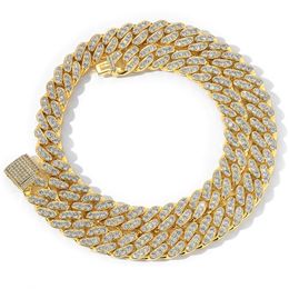 Ancho 12mm 16-24 pulgadas oro plata colores Bling CZ cadena cubana collar pulsera joyería de moda bonito regalo para hombres y mujeres