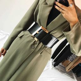 Largeur 9 cm noir Faux cuir large taille ceinture femmes mode Pu élastique ceinture Corset ceintures pour manteaux taille haute ceinture