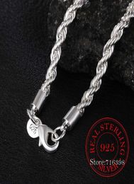 Ancho Real 100 925 Sterling Silver Men Cadena de cuerda Fashion Unisex Party Wedding Regalo Collar Jewelrydz Cains8551938