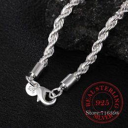 Breedte Real 100% 925 Sterling Zilveren Mannen Touw Ketting Mode Unisex Party Huwelijkscadeau Ketting Sieraden dz Chains3125