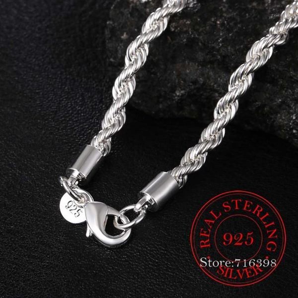 Chaîne en corde pour hommes, largeur réelle 100% en argent Sterling 925, mode unisexe, cadeau de mariage, collier, bijoux dz Chains241l