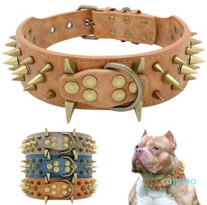 Collier de chien clouté à pointes de largeur pour chiens de taille moyenne Pitbull berger allemand colliers pour animaux de compagnie en cuir PU Cool