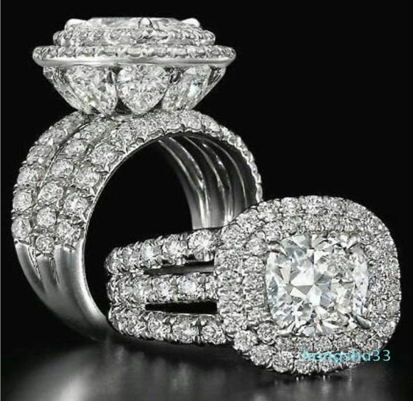 WIECK Superbe Bijoux de luxe Coupages de couples 925 Silver Silver Pier Coup Emerald Multi Gemystones Mariage Ring Bridal Set4722027