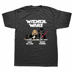 Wiener Wars drôle teckel t-shirts graphique décontracté Fi Cott Streetwear à manches courtes été hommes grande taille t-shirt W99e #