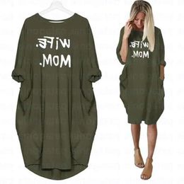 Femme maman robes d'été décontracté femmes mode col rond t-shirt à manches longues robe d'été mince robe Sexy grande taille S-5Xl 593