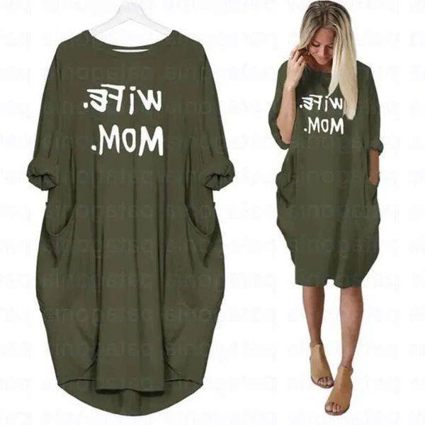 Femme maman robes d'été décontracté femmes mode col rond t-shirt à manches longues robe d'été mince robe Sexy grande taille S-5Xl 795