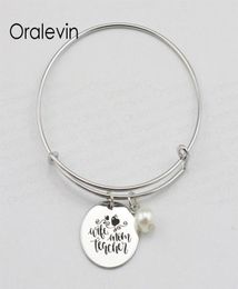 FEMME MOM ENSEIGNANT Inspirant Estampillé À La Main Gravé Personnalisé Charme Pendentif Extensible Bracelet Bracelet Bijoux Faits À La Main 10Pcs Lot L7162840