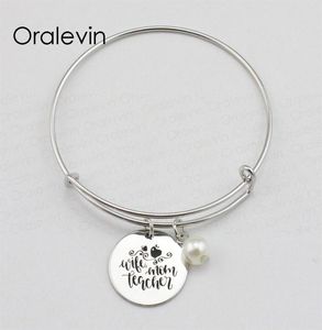 Épouse Maman professeur inspirant tampon à la main gravée gravé à charme personnalisé Bracelet Bracelet Bracelet Bijoux fait à la main 10pcs l5990687