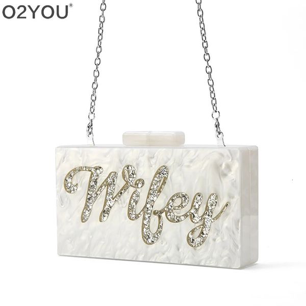 Wifey nom femmes acrylique coquille messager sac à bandoulière buste bandoulière argent téléphone voyage mariage fête sac à main livraison directe 240223