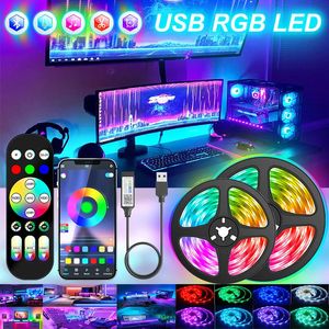 Wifi 1-30M USB Led strip licht RGB 5050 Bluetooth toepassing controle Luces flexibele diode decoratie voor woonkamer 231025