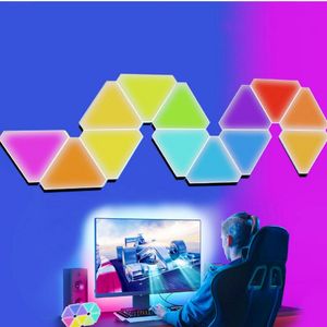 Application WiFi Bluetooth Tuya Smart LED Triangle Ambient Night Light RGB Mur Light Tuya application Dimmable Voice Control Game Room TV TV BETTEDROP CHAMBRE DÉCOR