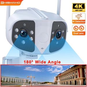 WiFi-camera Dubbele lens Buitenbeveiliging CCTV-videobewaking Smart Home 180 ° Ultragroothoek IP-cam