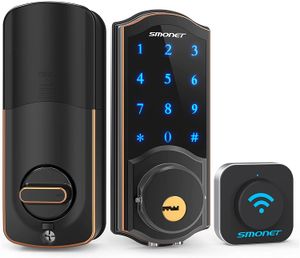 Verrouillage de porte WiFi Smonet Remote Contrôle Smart Deadbolt Digital Electronicless Entry Locks Bluetooth Touch Screen Watt With Alexa