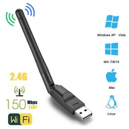 WiFi Finders 150Mbps MT7601 Tarjeta de red inalámbrica Mini adaptador USB Receptor LAN Dongle Antena 80211 bgn para PC Windows 231018