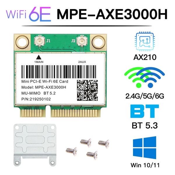 WiFi Finders 6E AX210HMW Mini PCIE carte Wifi Bluetooth 53 pour réseau Intel AX210 6 AX200 80211AX adaptateur sans fil 231018