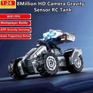 WiFi FPV Multiplayer Battle Remote Control Tank 100m 30mins 8mp HD Camera App Gravity Sensing Traject Traject Spy RC Car Car Toy