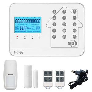 Freeshipping WIFI + GSM + PSTN Drie Network Alarm Host Wifi Host-app Remote Alarm App Control Home Security Alarm (EU-stekker)