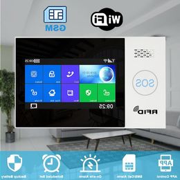 FreeShipping WIFI GSM smart Alarmsysteem home Security Inbreker kit 43 inch touchscreen APP Afstandsbediening RFID Arm Ontwapenen Ekdww