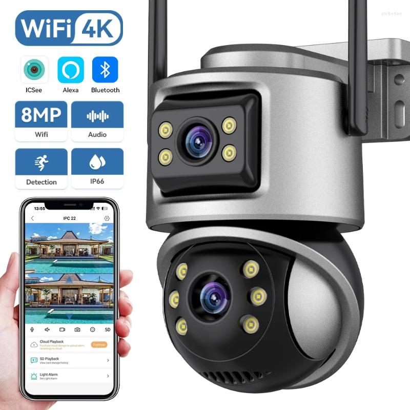 Caméra IP WiFi double objectif maison intelligente écran de Vision nocturne extérieure 4MP Surveillance de sécurité ICSee App