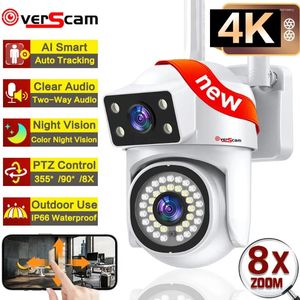 WiFi IP-bewakingscamera's Dubbele lens PTZ 360 ° wifi-videocamera voor thuis Mini 8X zoom Draadloos