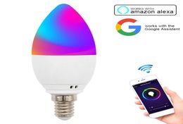 Wifi LED-lampen Slimme kaarslamp 7W E12 E14 E26 E27 APP Afstandsbediening Alexa Echo Google Home Smart Dimbare Led-nachtlamp6576673