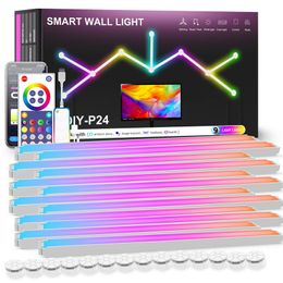 Lámpara LED de pared inteligente con WIFI, barra de luz RGB Modular DIY, luz nocturna de ambiente, aplicación musical, ritmo, retroiluminación de TV, decoración para dormitorio y sala de juegos