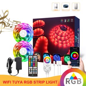 Wifi LED bande lumineuse RGB LED bande musique lumière 5050 étanche IP65 30LED LED bande lumineuse Amazon Alexa Google Home adaptateur certifié