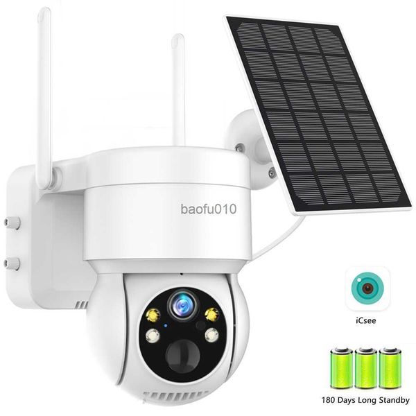 Caméra WiFi PTZ Caméra IP solaire sans fil extérieure 4MP HD Batterie intégrée Caméra de surveillance vidéo Longue durée de veille iCsee APP L230619