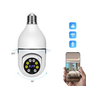 Telecamere IP Wi-Fi PTZ Visualizzazione remota HD a 360° Sicurezza Interfaccia lampadina E27 1080P Wireless 360 Ruota Tracciamento automatico Telecamera panoramica Luce LL