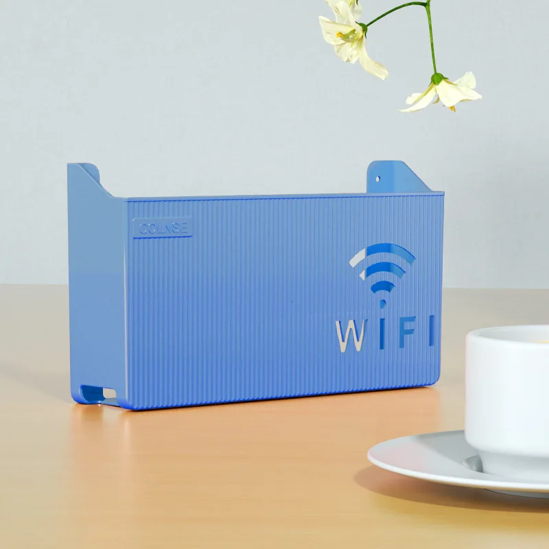 WiFi Router Storage Box Rack väggmonterad stansfri vardagsrum vägg set-top box linje efterbehandling