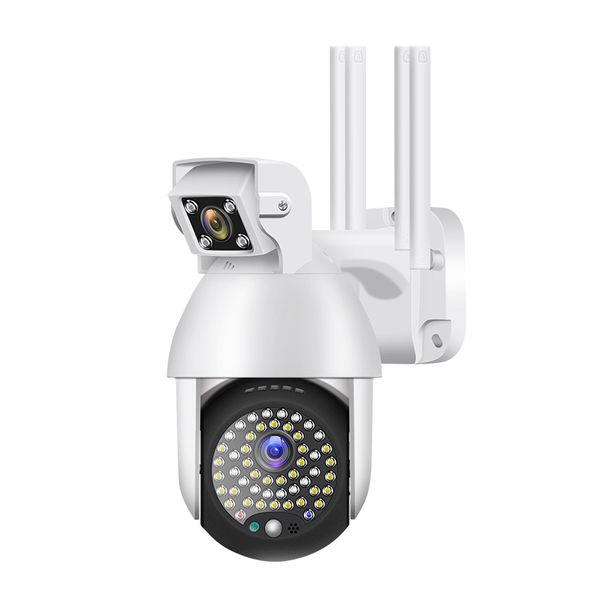 WIFI binocular inteligente cámara domo de doble lente cámara dual al aire libre impermeable teléfono móvil monitor remoto alarma luz alarma
