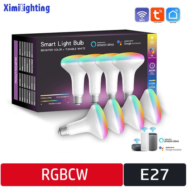 Wifi ampoule intelligente ampoule LED télécommande vocale RVB lumière colorée à tonalité variable intelligence graffiti froide et chaude, paquet de 4 par lot