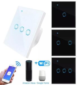 WiFi Smart Light Switch Glass Panneau tactile Interrupteur compatible avec Alexa Google Home Smart Mur Switch 10A 90250V Timer de l'application de téléphone F12584723