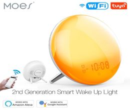 WiFi Smart Wake Up Light illuminations Réveil de travail 7 couleurs SunriseSunset Simulation 4 alarmes compatibles avec Alexa Googl6179379