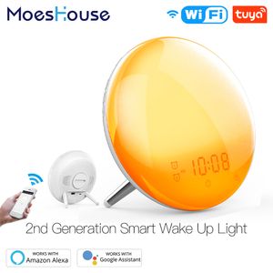 WiFi Smart Wake Up Light Réveil de jour de travail avec 7 couleurs Sunrise / Sunset Smart Life Tuya APP Fonctionne avec Alexa Google Home LJ200827