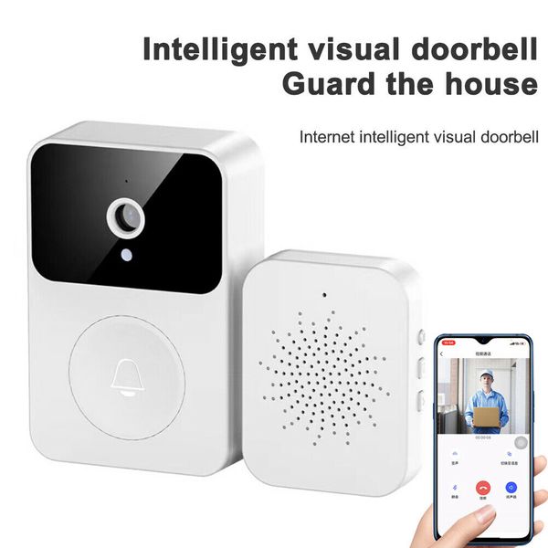 WiFi Wireless HD Vidéo Smart Door Singe Caméra Caméra Bell Téléphone Sécurité Interphone Prise en charge de l'alarme de détection de mouvement audio bidirectionnel, batterie rechargeable à l'intérieur de la porte