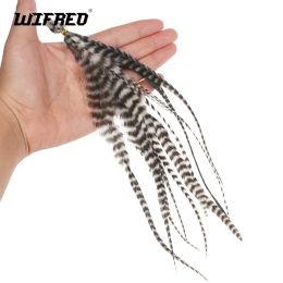 Wifreo 10pcs Natural Blackwhite Fly Tying Saddle Hackle Feathers Grizzly Rooster Hair Feather for Lying Woolly Buggers Streater