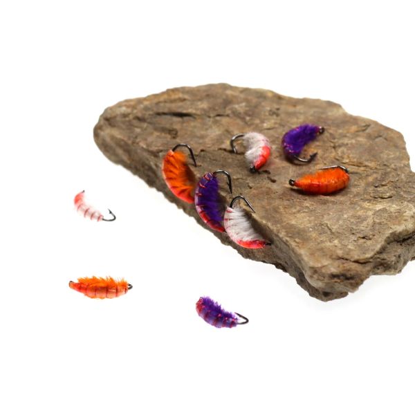 Wifreo 6pcs 10# hundimiento rápido de ninfas checas scud bug worm mosca gancho de mosca de púas para truch