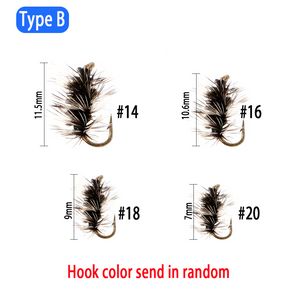 Wifreo 6pcs Griffith's Gnat River Dry Fly Small Size Trout Grayling Flom Fishing Lures Peacock Herl Body Grizzle Hackle # 14- # 20