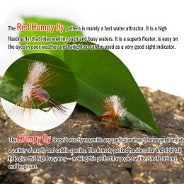 Wifreo 6pcs Red Humpy Fly Floating Trout Fly Imiteer Mayfly Caddis Soorten Bode Fast Water Attractor Fly Fishing Lure A -aas