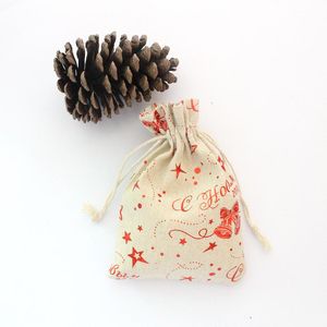 WIG EN COSTMETISCHE ZAKS 10PCS/LOT SANTA Geschenk Kerst Candy Drawring Tas Pakbouches Natuurlijke katoenen tas kan PR jllnfr