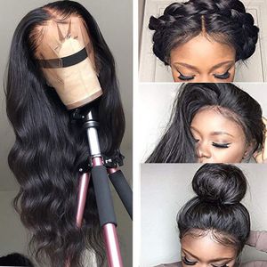 Wig Baby Body Wave 13x4 Frontale Braziliaanse maagdelijk Human Hair 360 Volledige kanten pruiken voor vrouwen natuurlijke kleur