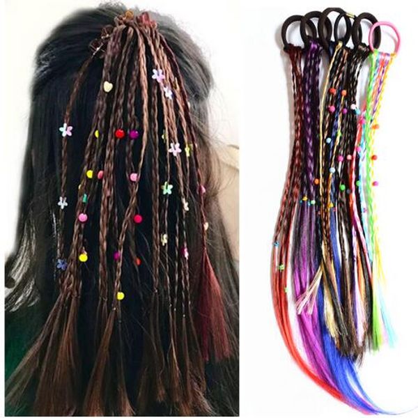 Perruque perles élastiques cheveux cravates filles élastiques pour queue de cheval femmes couleur cheveux cravates accessoires livraison directe